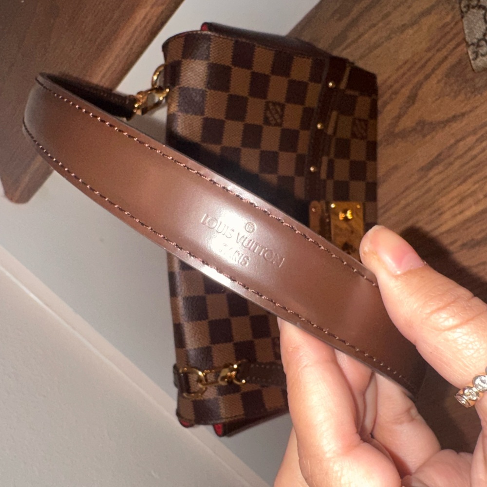 ‼️RARE❤️Louis Vuitton Damier Ebene shoulder bag studded LV handbag LV trunk bag - Picture 4 of 17